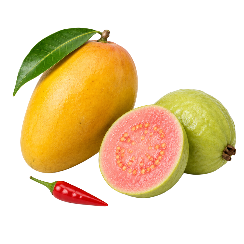 Fresh mango and pink guava